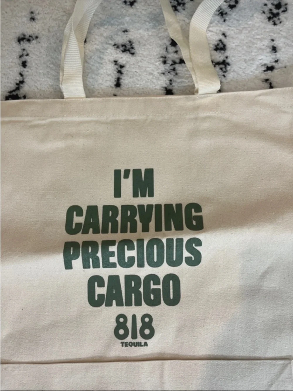 Canvas Tote Bag with Green 818 Tequila Print